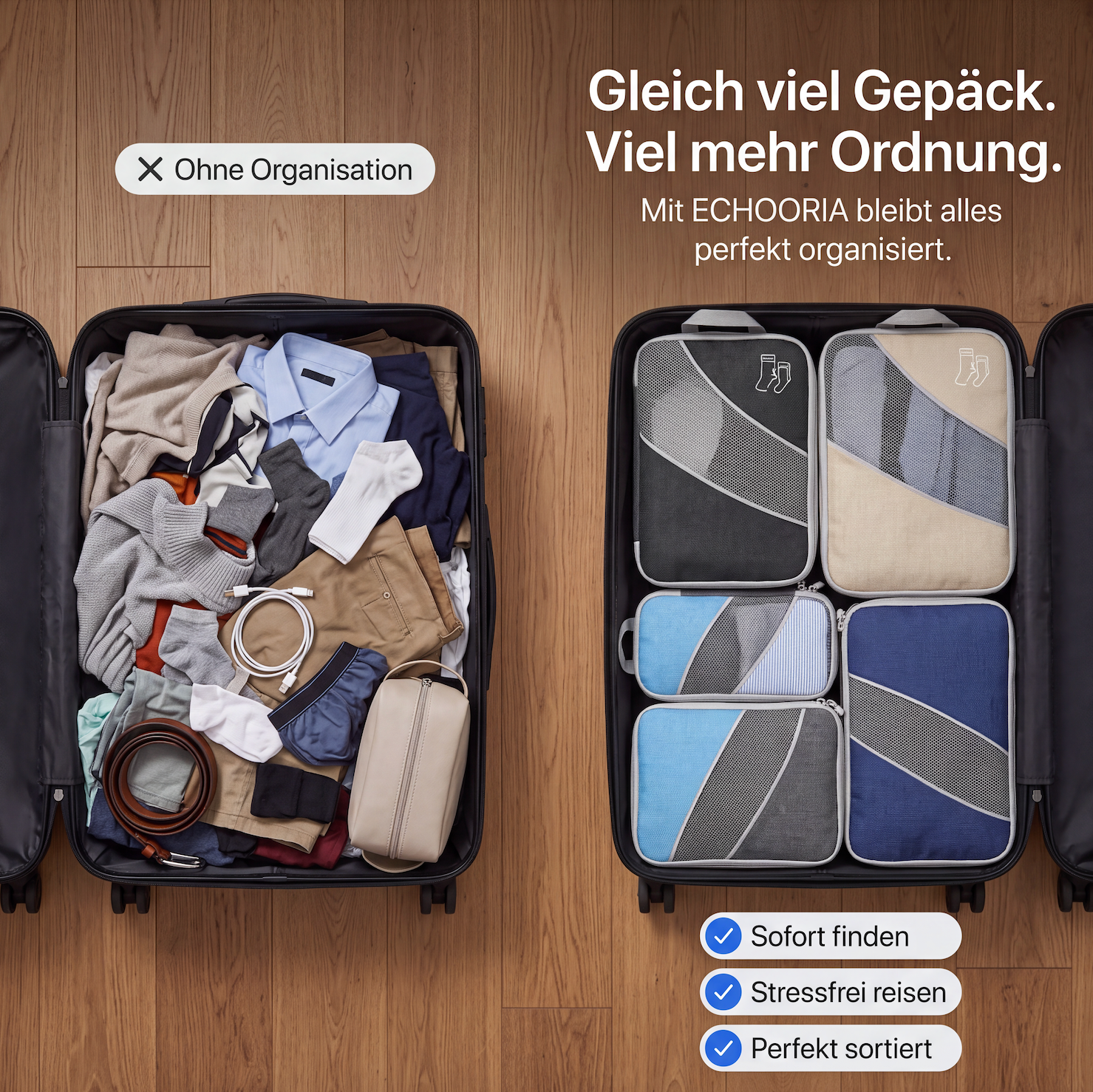 ECHOORIA PackPro | Suitcase Organizer with Compression