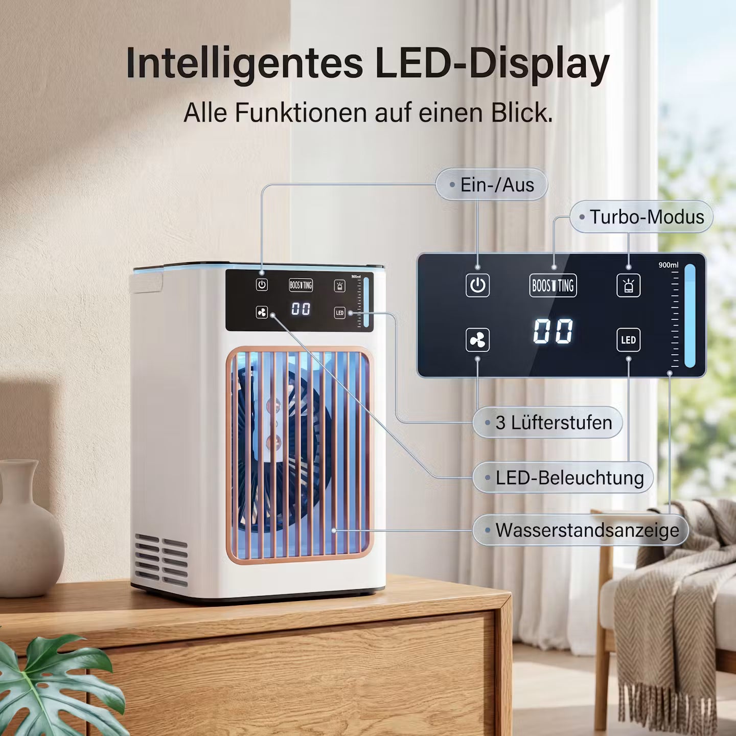 ECHOORIA CoolMist Pro™ – Cooling Humidifier & Table Fan