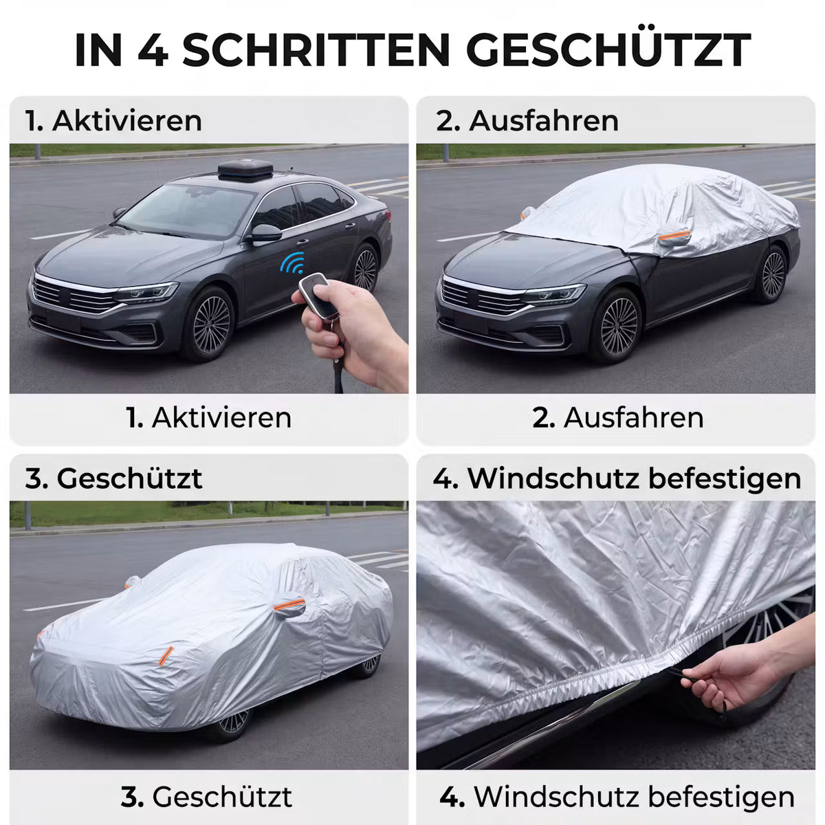 Solarbetriebene, vollautomatische Smart-Autoabdeckung