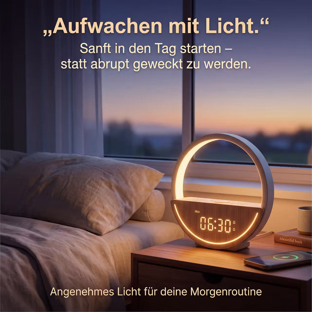 Nachtlicht mit Wecker & Weißem Rauschen