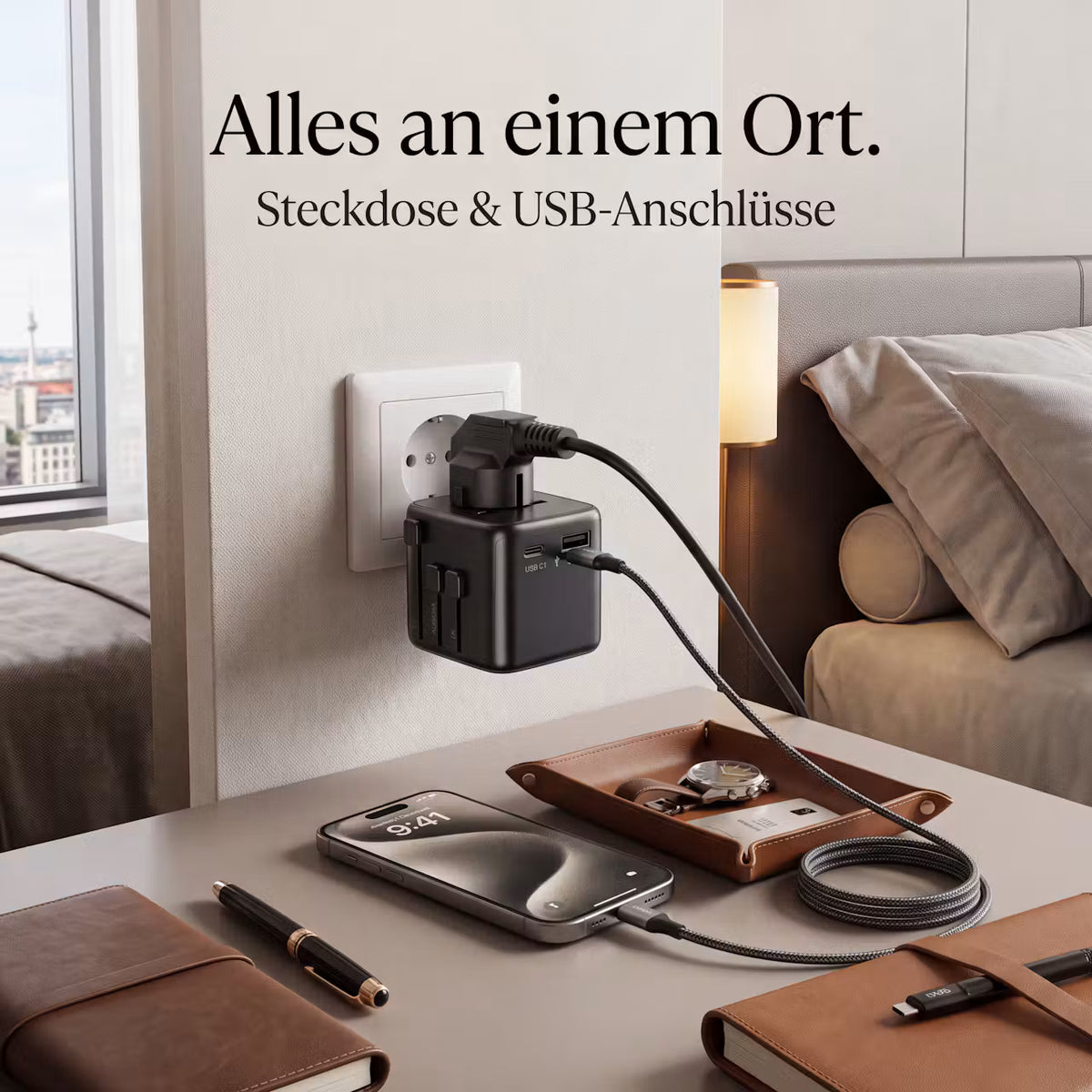 Universeller Reiseadapter mit USB & USB-C PD
