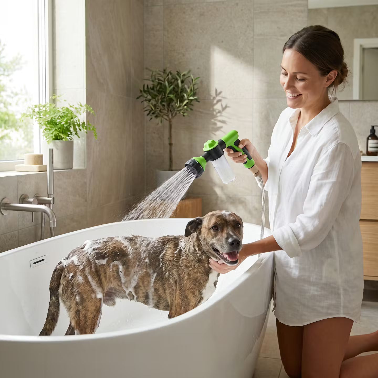 2-in-1 Dog Shower with Shampoo Dispenser