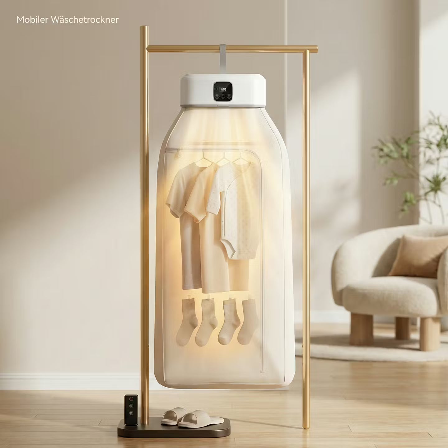 Portable clothes dryer with UV sterilization